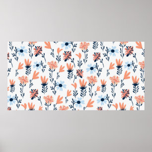 Seamless natural floral pattern, abstract flowers poster
