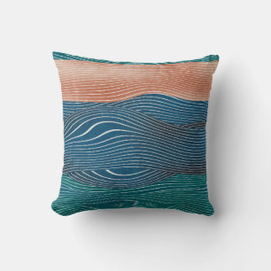 Seamless natural landscape hill pattern. Horizonta Cushion