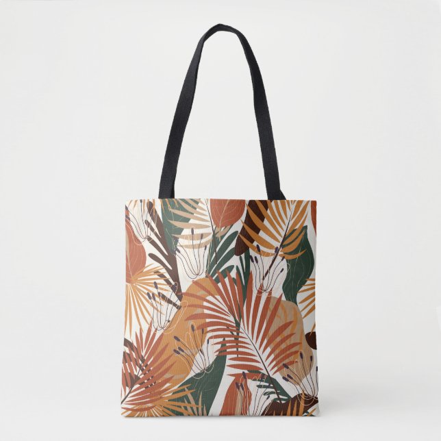 Seamless natural pattern, abstract plants and flow tote bag (Front)