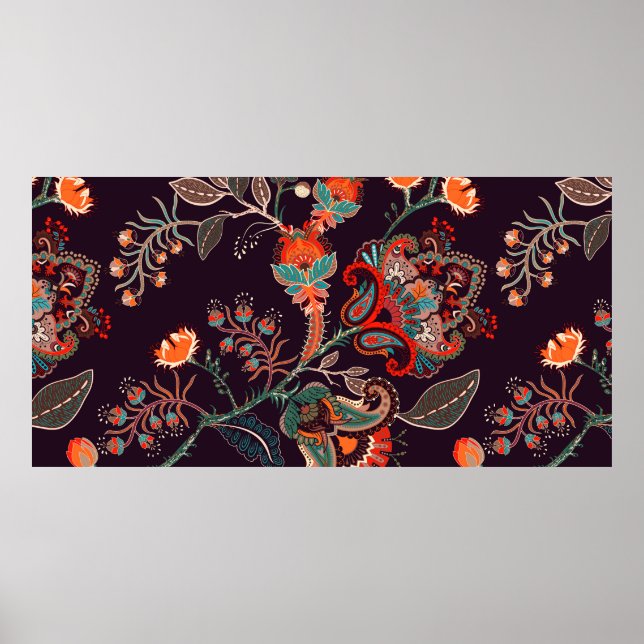 Seamless nature pattern. Background with big decor (Front)