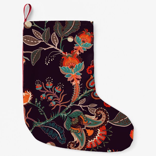 Seamless nature pattern. Background with big decor Small Christmas Stocking (Front)