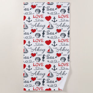 Seamless nautical pattern beach towel
