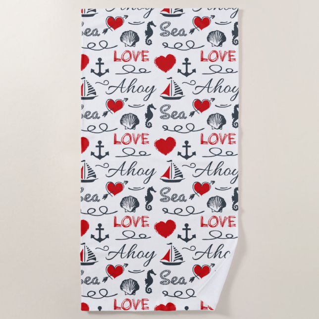 Seamless nautical pattern beach towel (Front)