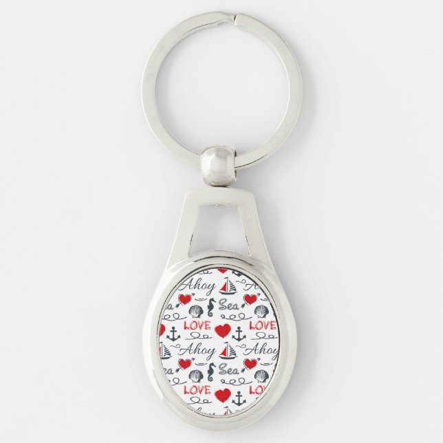 Seamless nautical pattern key ring (Front)