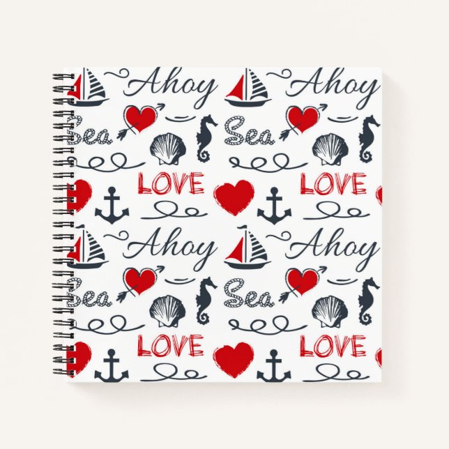 Seamless nautical pattern notebook (Front)