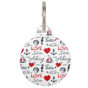 Seamless nautical pattern pet tag