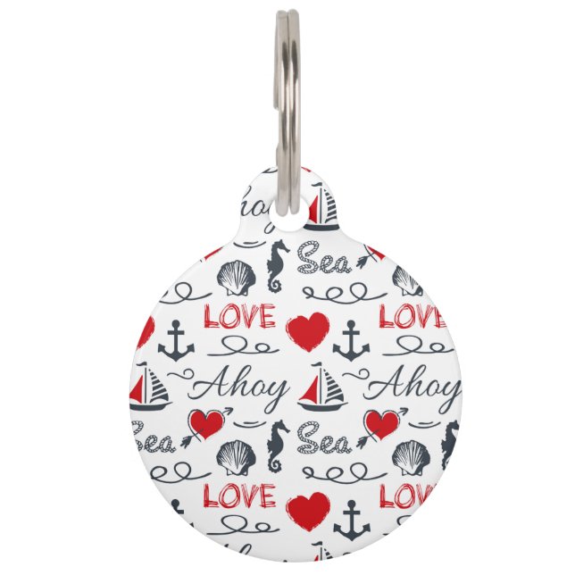 Seamless nautical pattern pet tag (Front)