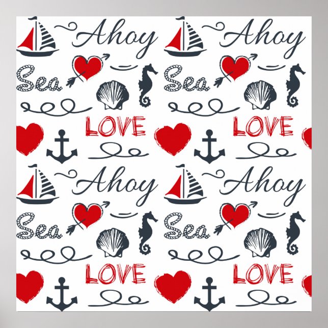 Seamless nautical pattern poster (Front)