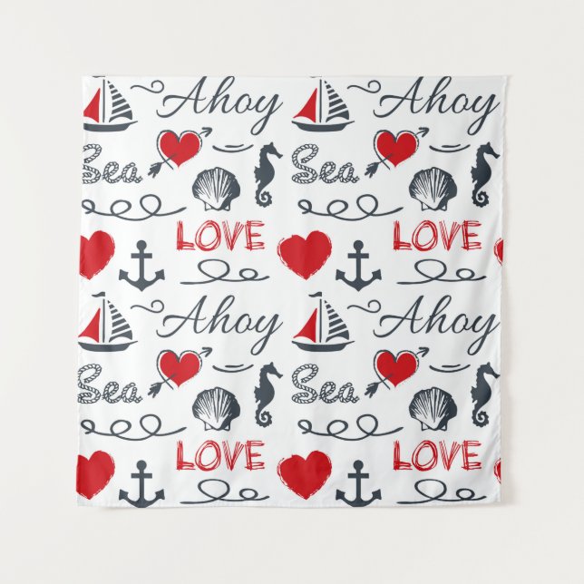 Seamless nautical pattern tapestry (Front)