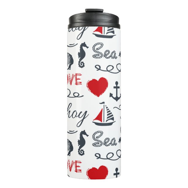 Seamless nautical pattern thermal tumbler (Front)