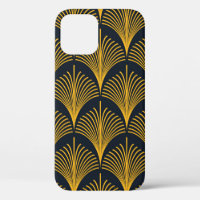 Seamless neon orange vintage art deco peacock fish