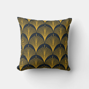 Seamless neon orange vintage art deco peacock fish cushion