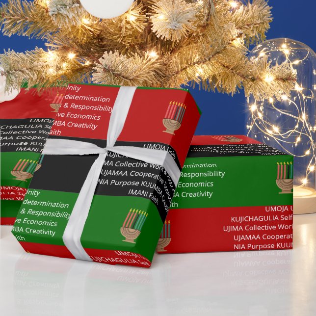 Seamless NGUZO SABA 7 Principles KWANZAA Wrapping Paper (Holidays)