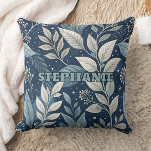 Seamless Night Garden Botanical Pattern Cushion