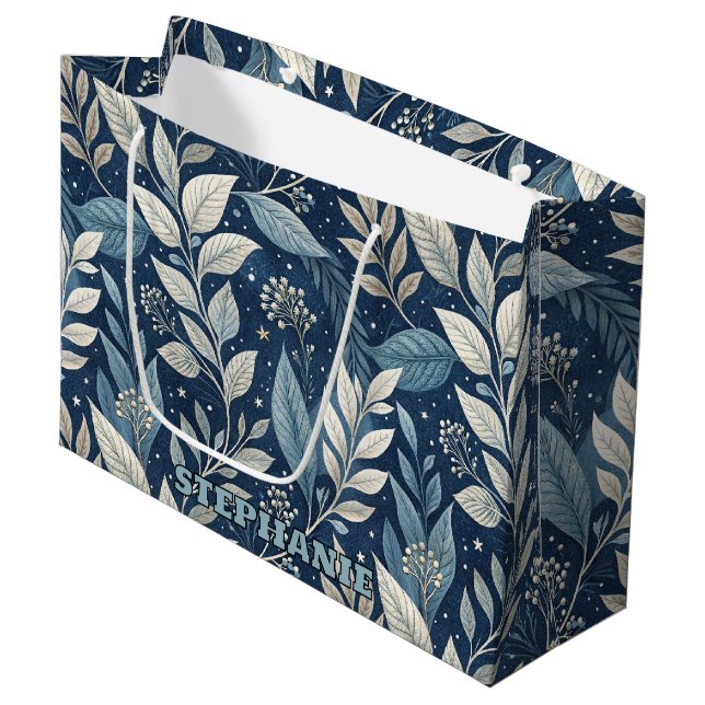 Seamless Night Garden Botanical Pattern Large Gift Bag (Front Angled)