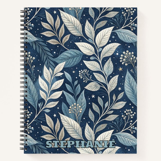Seamless Night Garden Botanical Pattern Notebook (Front)