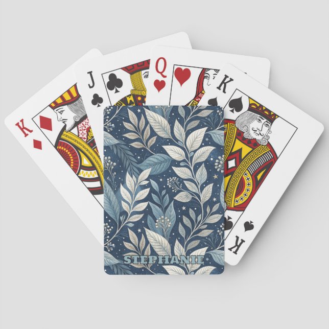 Seamless Night Garden Botanical Pattern Playing Cards (Back)