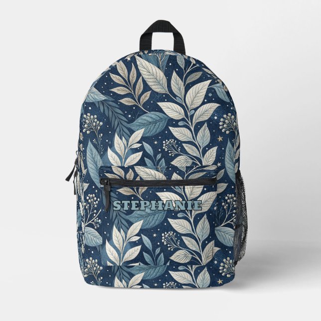 Seamless Night Garden Botanical Pattern Printed Backpack (Front)