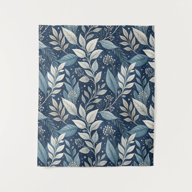 Seamless Night Garden Botanical Pattern Tapestry (Front)