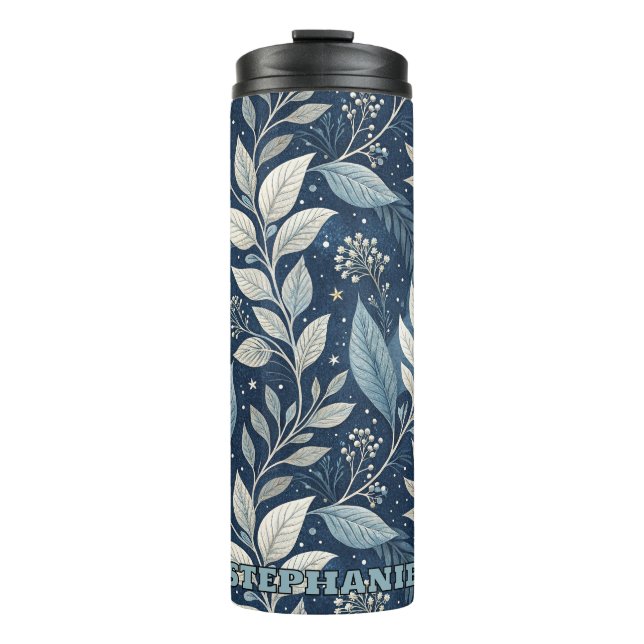 Seamless Night Garden Botanical Pattern Thermal Tumbler (Front)