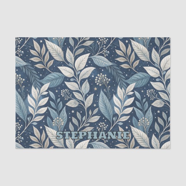 Seamless Night Garden Botanical Pattern Tissue Paper (Front)