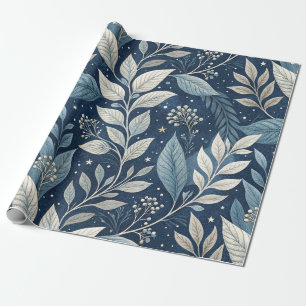 Seamless Night Garden Botanical Pattern Wrapping Paper