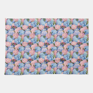 Seamless Of Pink and Blue Hydrangea Flowers Tea Towel