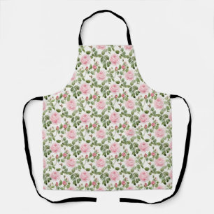 Seamless Of Pink Roses with Green Leaves Apron
