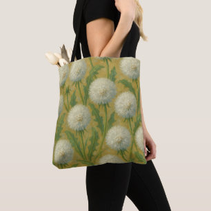 Seamless Oil Painting Dandelion Pattern Tote Bag