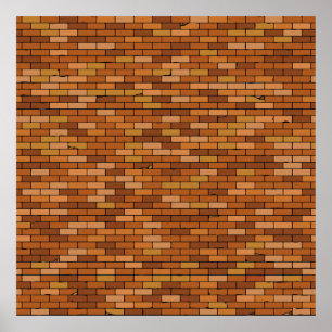 Seamless Old brick wall background with vignette.  Poster