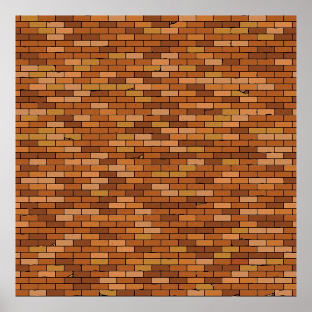 Seamless Old brick wall background with vignette.  Poster (Front)