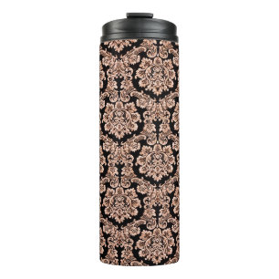 Seamless old school pattern, robots and tapes thermal tumbler