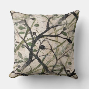 Seamless Olive Branch Abstract Art Pattern Cushion