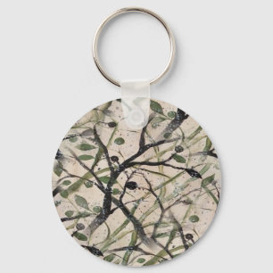 Seamless Olive Branch Abstract Art Pattern Key Ring