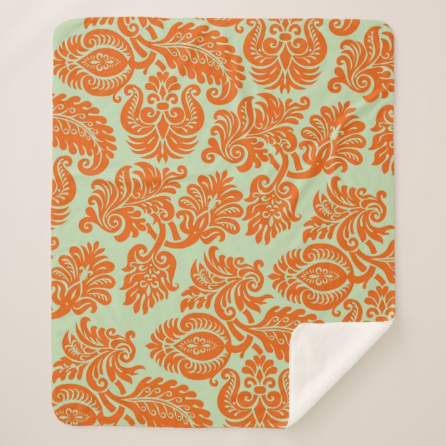 Seamless orange background texture sherpa blanket (Front)