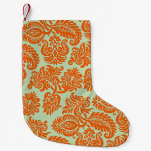 Seamless orange background texture small christmas stocking