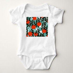 Seamless Orange Fruit Garden Print Baby Bodysuit