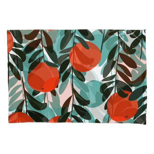Seamless Orange Fruit Garden Print Pillowcase (Front)
