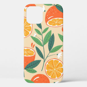 Seamless orange pattern, abstract vintage art. iPhone 12 case