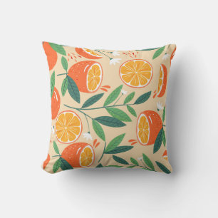 Seamless orange pattern, abstract vintage art. cushion