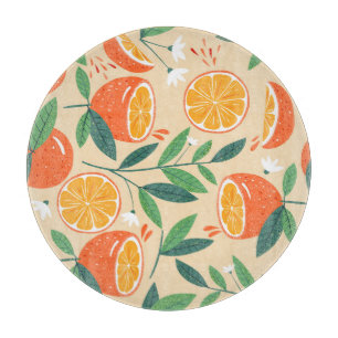 Seamless orange pattern, abstract vintage art. cutting board