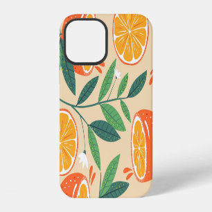 Seamless orange pattern, abstract vintage art. iPhone 12 case