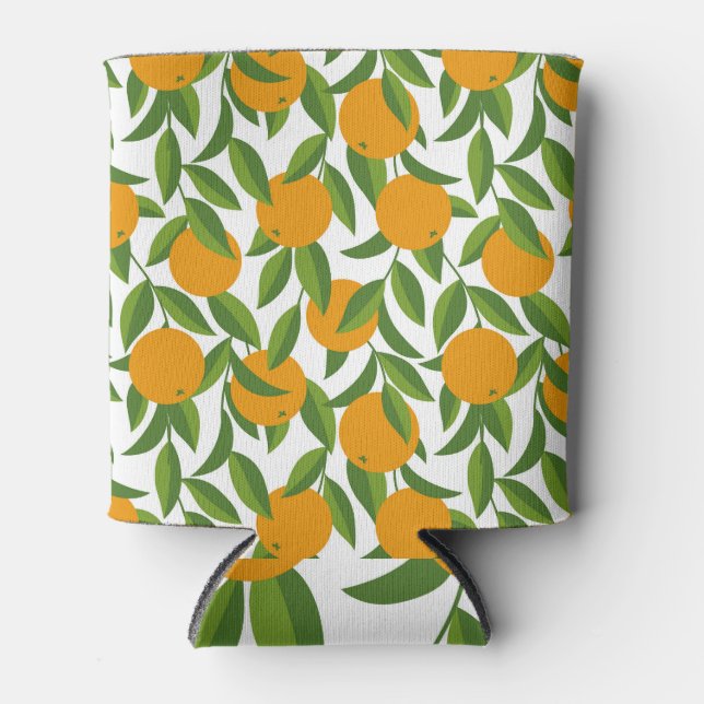 Seamless orange tree art pattern. can cooler (Front)
