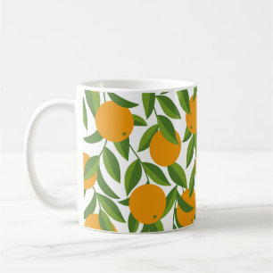 Seamless orange tree art pattern. coffee mug