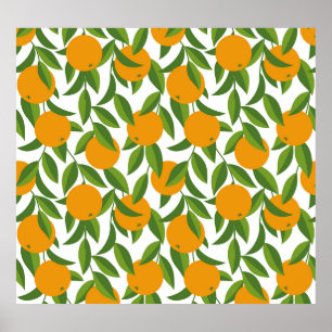 Seamless orange tree art pattern. poster