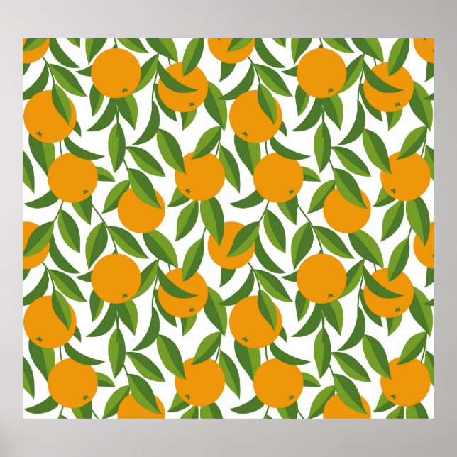 Seamless orange tree art pattern. poster (Front)