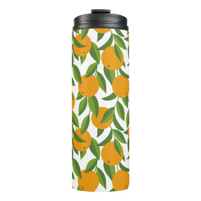 Seamless orange tree art pattern. thermal tumbler (Front)