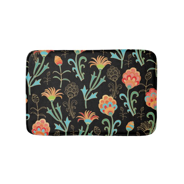 Seamless Oriental Floral Elegance Bath Mat (Front)