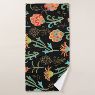 Seamless Oriental Floral Elegance Bath Towel