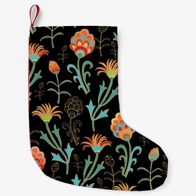 Seamless Oriental Floral Elegance Small Christmas Stocking (Front)